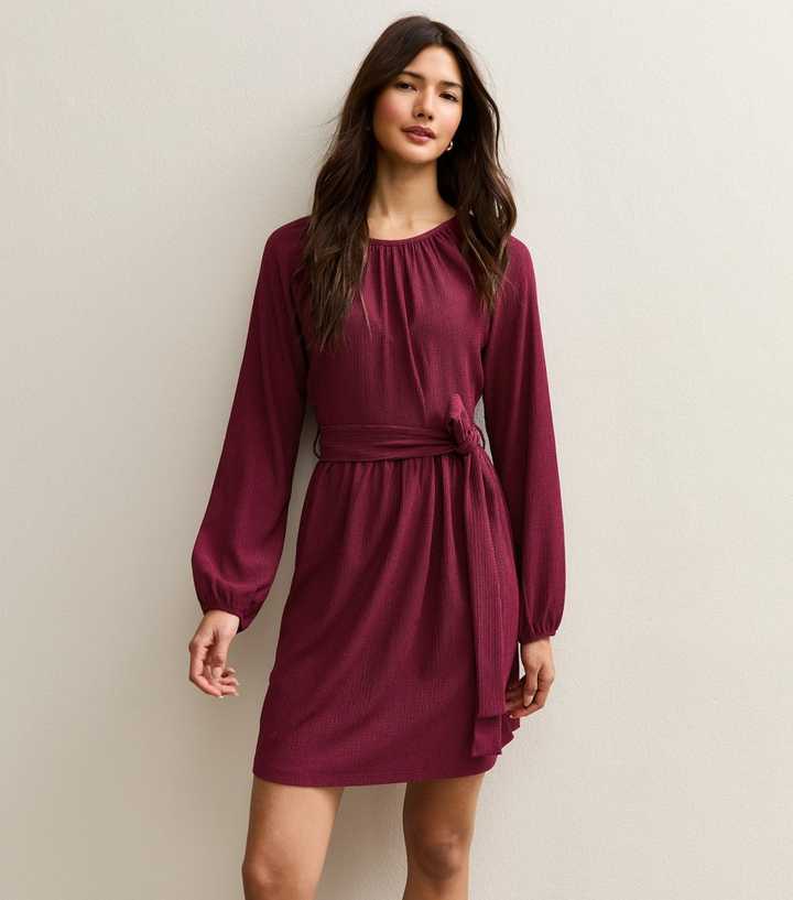 knee length dresses for ladies Anais Tailored Mini Dress in Maroon Dark Currant