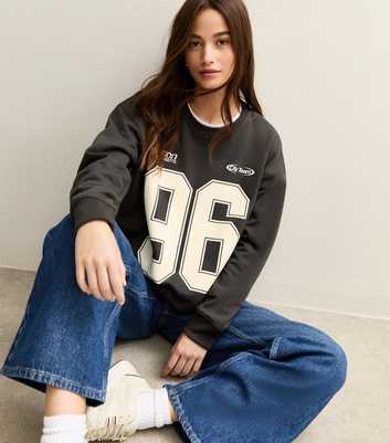 Dark Grey '96' Print Sweatshirt