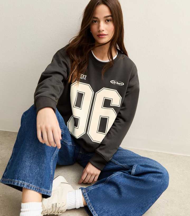 Dark Grey '96' Print Sweatshirt