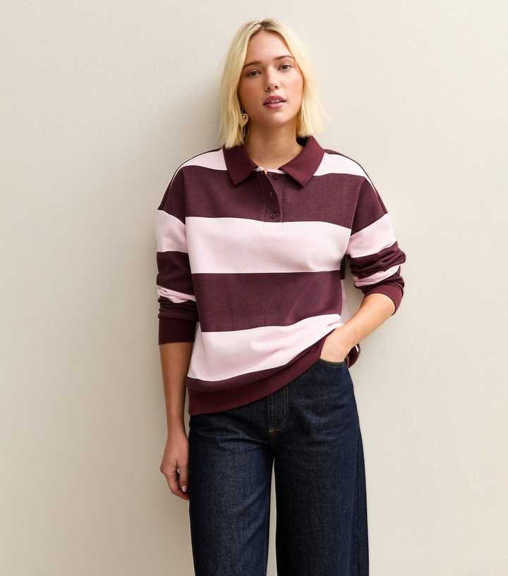 Pink Striped Rugby Sweatshirt