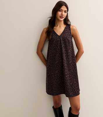 Brown Animal Print Sleeveless Mini Dress
