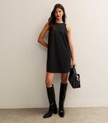 Black Sleeveless Back Bow Mini Dress