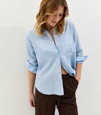 Blue Pinstripe Oversized Pocket Shirt