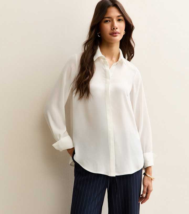 White Concealed Button Shirt