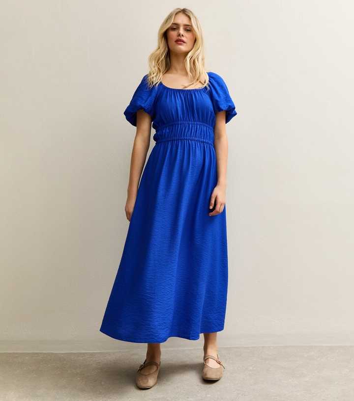 Bright Blue Milkmaid Midi Dress | New Look