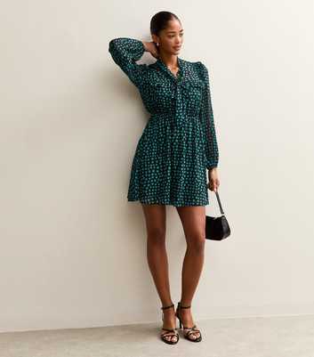Blue Chiffon Spotty Mini Dress