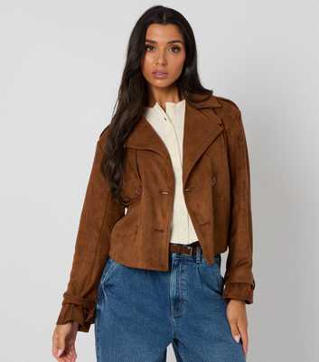 Urban Bliss Brown Faux Suede Trench Jacket