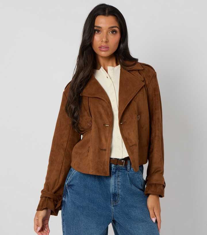 Urban Bliss Brown Faux Suede Trench Jacket
