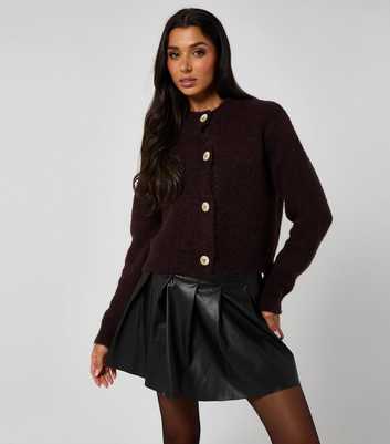 Urban Bliss Brown Cropped Soft Knit Cardigan