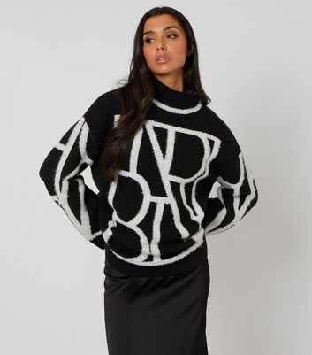Urban Bliss Black Abstract Slogan Jumper