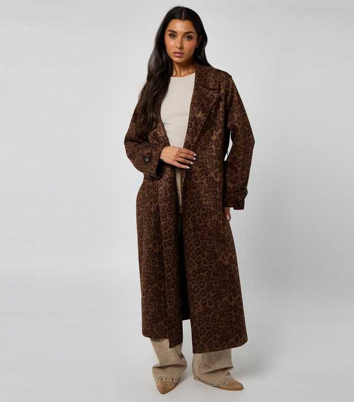 Urban Bliss Brown Leopard Print Trench Coat