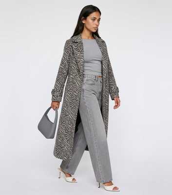 Urban Bliss Grey Zebra Pattern Long Coat