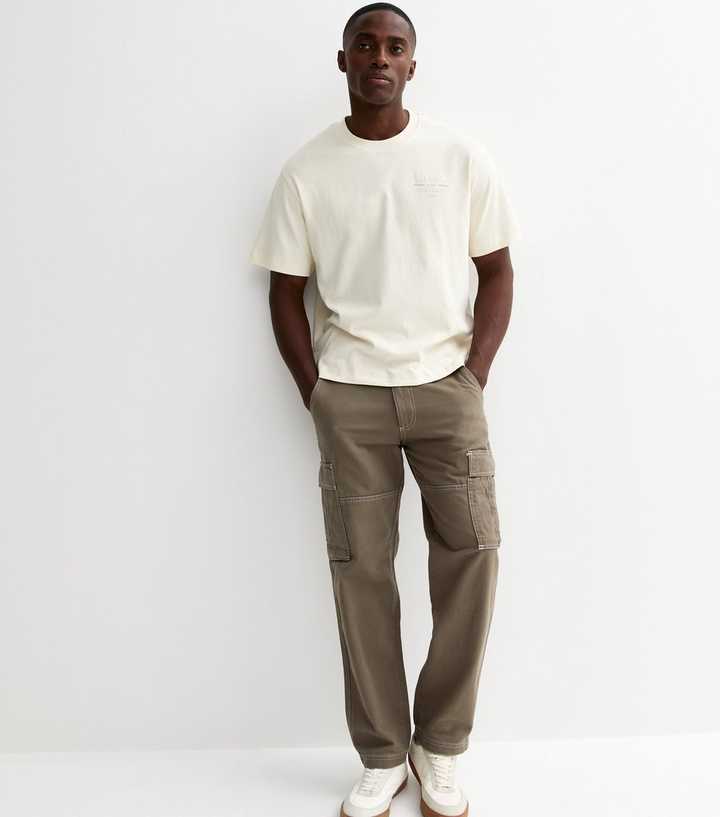 Jack & Jones Light Brown Contrast Trim Stitch Cargo Trousers