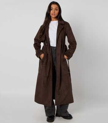 Urban Bliss Brown Faux Suede Trench Coat