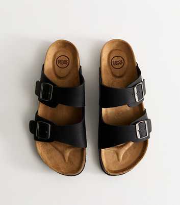Jack & Jones Dark Grey Faux Leather Double Strap Mule Sandals