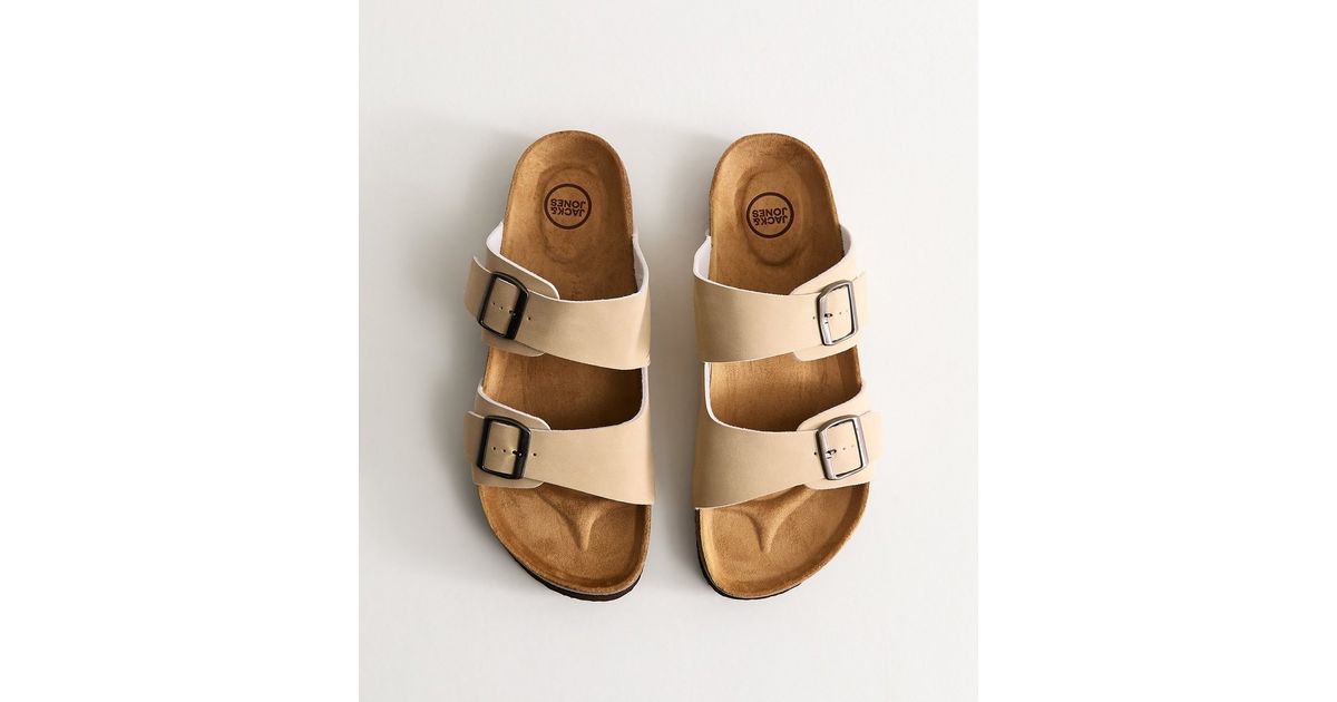 Jack & Jones Light Brown Faux Suede Double Strap Mule Sandals | New Look