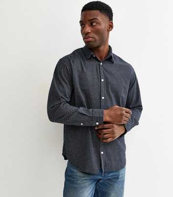 Jack & Jones Navy Checked Seersucker Shirt