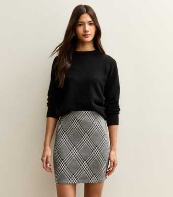 Grey Monochrome Checked Tube Skirt