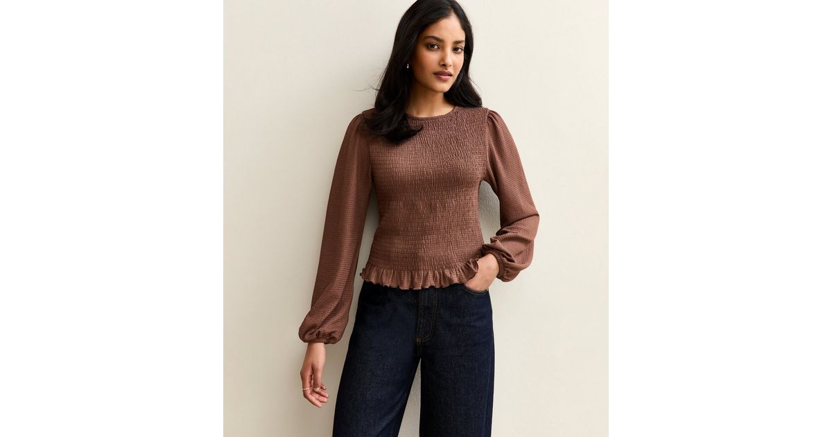 Shirred Long Sleeve Top main image 1