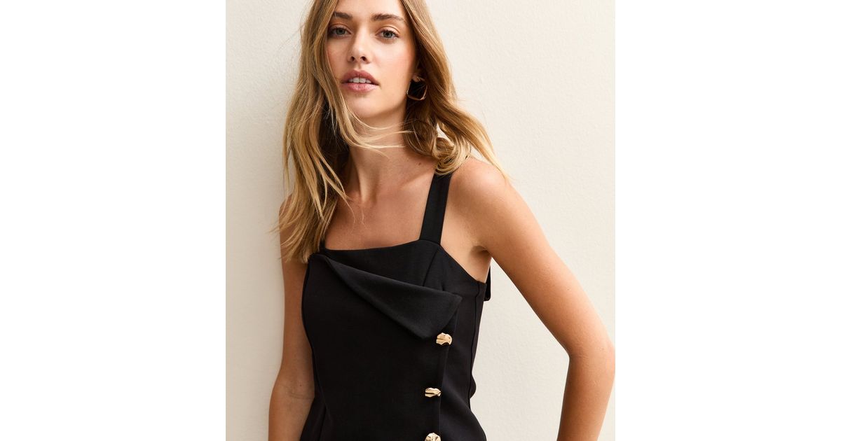 Stylish Sisters Crew Neck Gold Button Detailed Slit Top - Brown main image 0