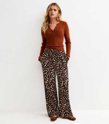 Petite Brown Speckled Wide Leg Trousers