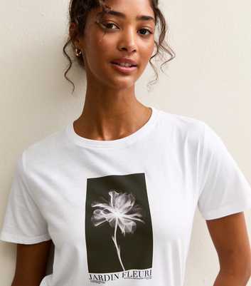 White Jardin Fleuri Print T-Shirt