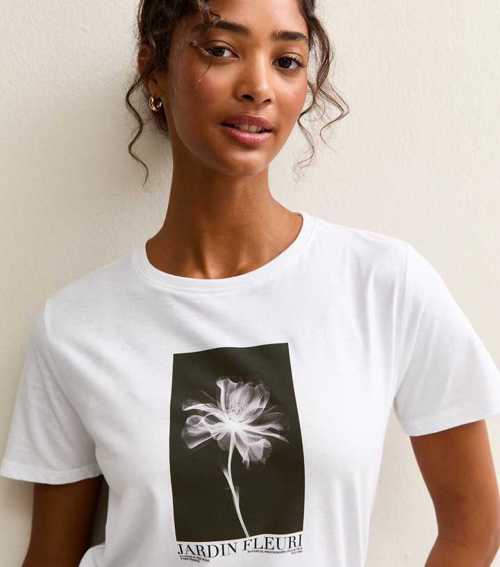 White Jardin Fleuri Print T-Shirt