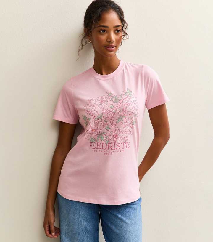 Light Pink Flower Print T-Shirt