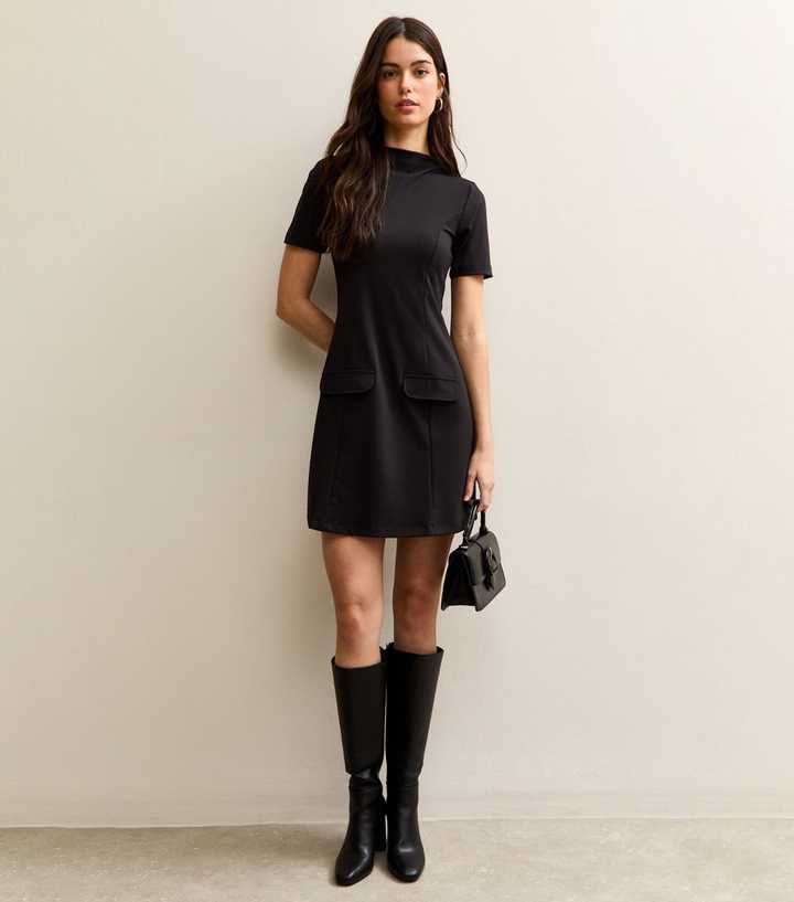 Black Short Sleeve Mini Dress