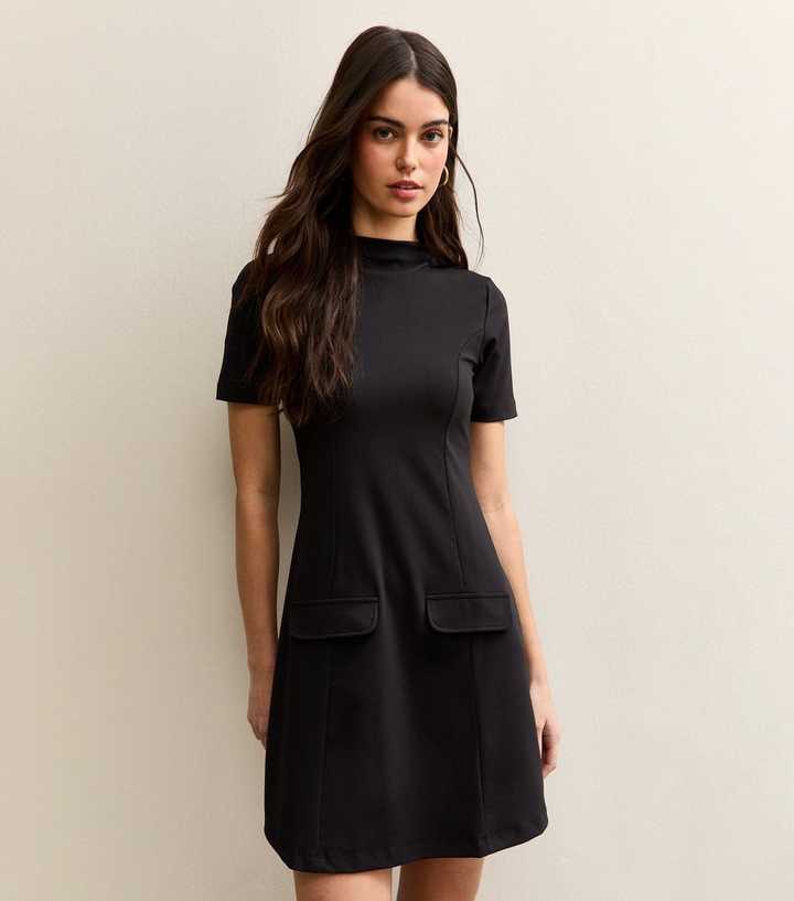 Black Short Sleeve Mini Dress