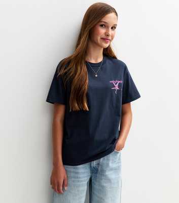 Girls Navy California Starfish Print T-Shirt