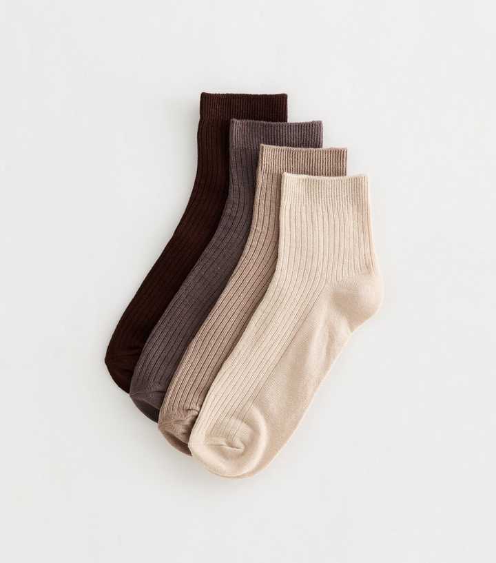 Mink Pack of 4 Ribbed Trainer Socks
