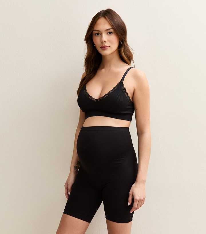 Maternity Black Over Bump Lingerie Shorts