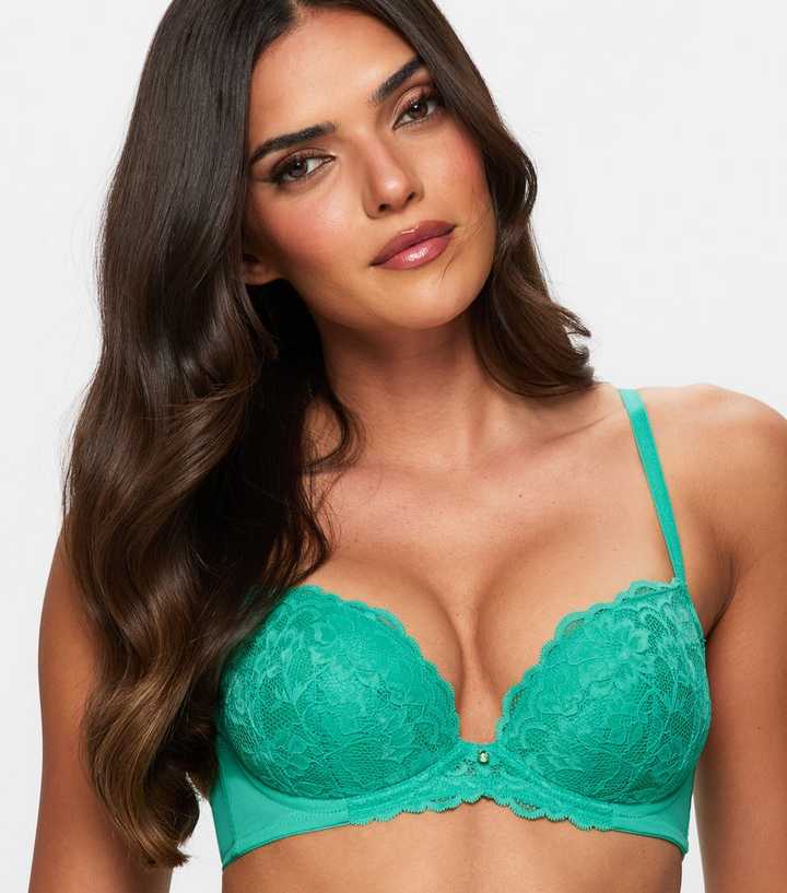 Ann Summers Green Lace Padded Plunge Bra