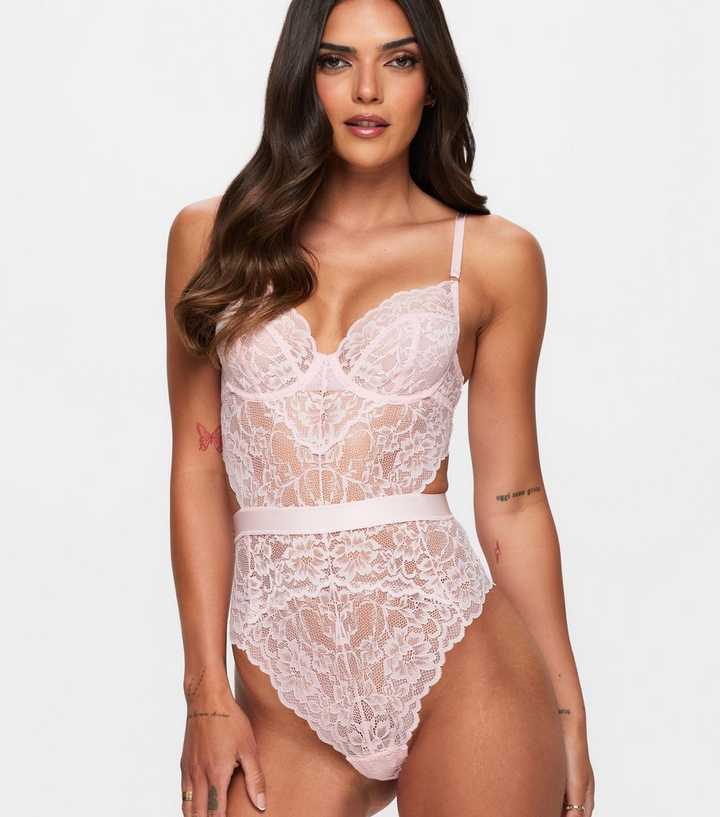 Ann Summers Light Pink Lace Cut Out Bodysuit 