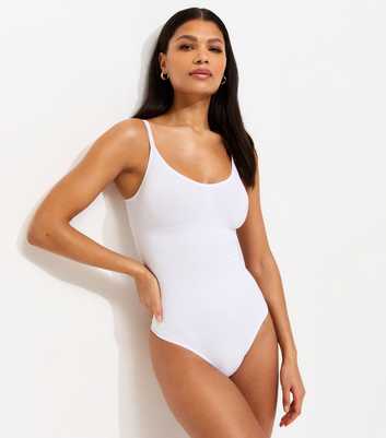 White Ruched Seamless Shaping Bodysuit