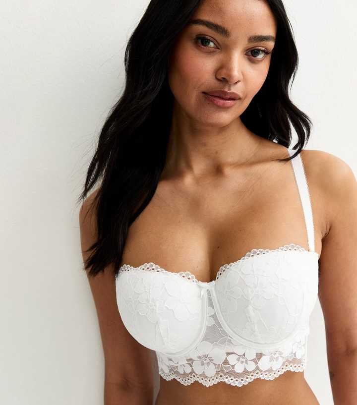 White DD+ Lace Longline Multiway Bra