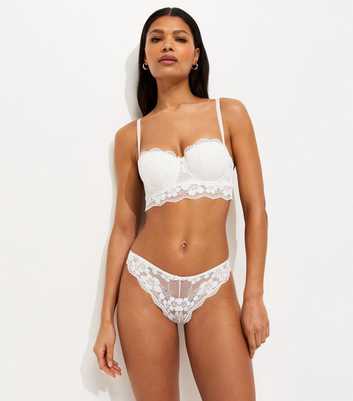 White Daisy Lace Brazilian Briefs