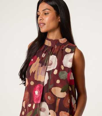 Blue Vanilla Brown High Neck Puffball Hem Top
