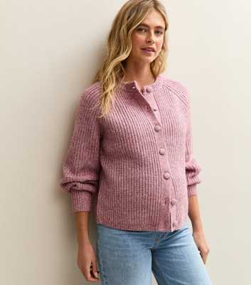 Maternity Pink Ribbed Raglan Cardigan