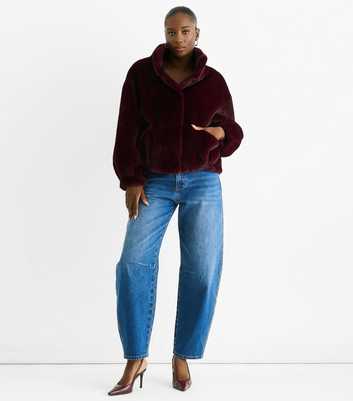 Gini London Burgundy Faux Fur Jacket