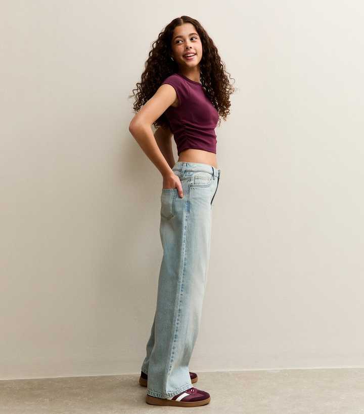 Girls Blue Wide Leg Denim Jeans