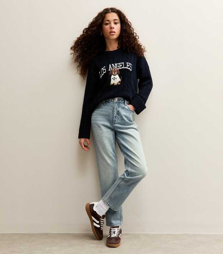 Girls Light Blue Wash Straight Leg Jeans