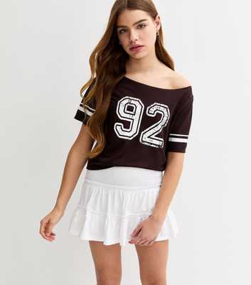 Girls White Ruffled Jersey Skort