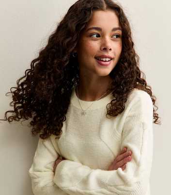 Girls Cream Chunky Cable Knit Jumper