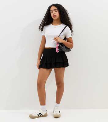 Girls Black Crinkle Texture Rara Skort