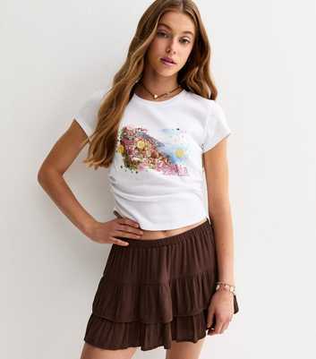 Girls Brown Crinkle Texture Rara Skort