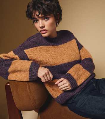 Purple Chunky Wide Stripe Jumper