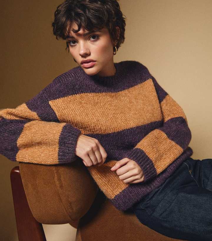 Purple Chunky Wide Stripe Jumper