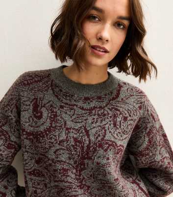Grey Paisley Crew Neck Jumper